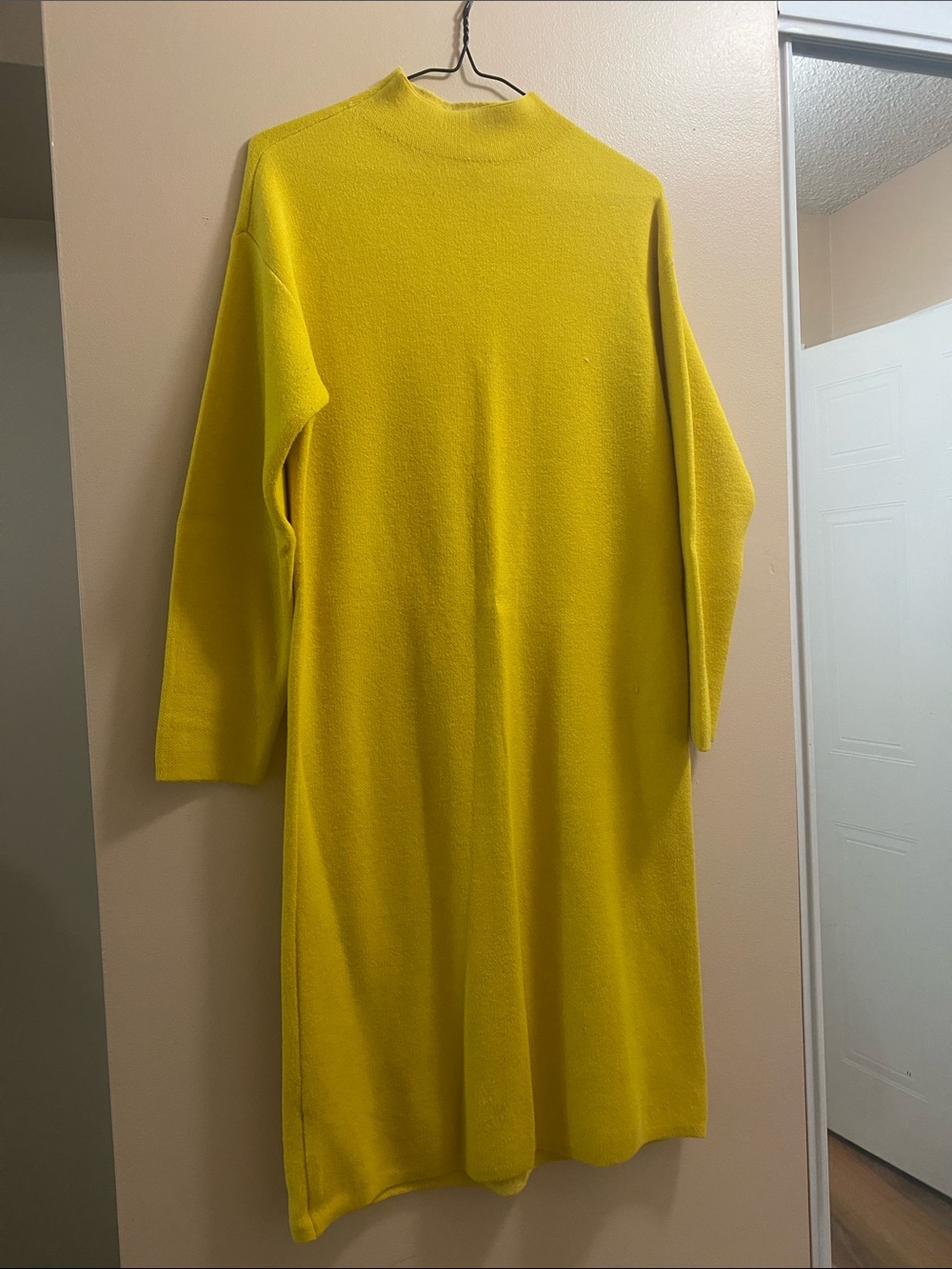 Ann Taylor Bright Yellow Long-Sleeve Knit Dress
